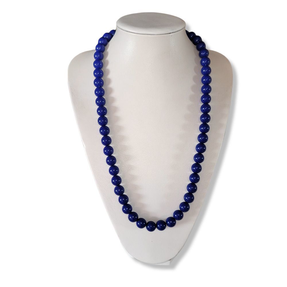 Vintage Claire's Blue Round 15mm Resin Bead Strand 29"